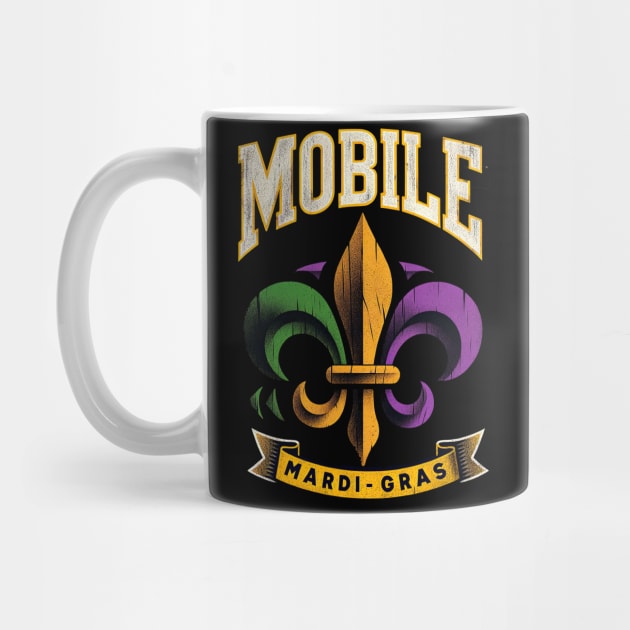 Mobile Mardi Gras Majesty: Vintage Fleur-de-lis Celebration Shirt" by Mapd